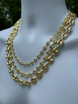 HarlemBling 14k Gold Vermeil 925 Sterling Silver Puffed Mariner Link Chain Necklace 6-12mm