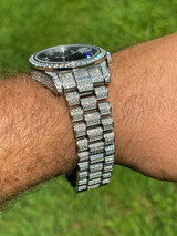 HarlemBling Mens Presidential Stainless 41mm Watch Fully Iced 12ct Flooded Out Diamond Bling