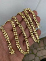 Italiano Silver, Inc Mens Solid 14k Yellow Gold Miami Cuban Link Chain Or Bracelet Box Lock Necklace