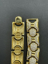 HarlemBling Mens Custom 14k Gold Vermeil Real 925 Sterling Silver Bracelet Iced Diamond Out