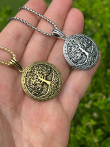 HarlemBling Real 925 Sterling Silver Large Tree Of Life Viking Celtic Pendant Necklace Gold