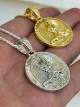 Real 925 Silver Gold Euphanasia Tupac 2Pac Pendant Medallion Necklace Hip Hop