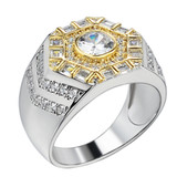 The Icy Eye Ring - 925 Silver & Gold Accent  - CZ Stones