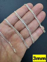 Flat Curb Chain Necklace - Diamond Cut 925 Sterling Silver - 16"-30" - 3mm-10.5mm