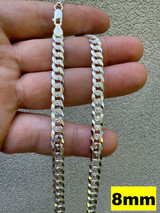 Flat Curb Chain Necklace - Diamond Cut 925 Sterling Silver - 16"-30" - 3mm-10.5mm