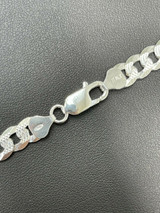 HarlemBling Solid 925 Silver Diamond Cut Flat Miami Curb Cuban Link Chain Necklace 3-11mm