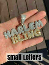 HarlemBling SOLID 925 SILVER Custom Bubble Letter Name Pendant Diamond FULLY ICED Bust Down