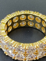 HarlemBling 14k Gold Vermeil Hip Hop Iced Tennis 10mm MOISSANITE Ring Passes Diamond Tester