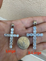 HarlemBling Real 925 Silver Cross Iced Pendant MOISSANITE Necklace Pass Diamond Test Hip Hop