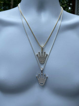 Hip Hop Real 925 Sterling Silver Hip Hop King Crown Pendant Iced Diamond Necklace Gold