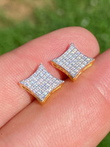 HarlemBling 14k Gold Vermeil Iced HipHop Square Kite Earrings MOISSANITE Pass Diamond Tester