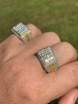 HarlemBling 14k Gold Vermeil Real 925 Silver Ring Iced Baguette Diamond Hip Hop Size 6-13