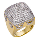 "Biggest Ring We Make" - Dome Iced Out Ring -14k Gold Vermeil 925 Silver - CZ Stones