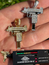 HarlemBling MOISSANITE Real 925 Silver/ Gold Uzi Gun Pendant Iced Pass Diamond Test Hip Hop