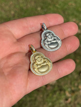 Silver Real 925 Silver / Gold Hip Hop Buddha Pendant Mens Or Ladies Iced Necklace 1