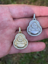 Silver Real 925 Silver / Gold Hip Hop Buddha Pendant Mens Or Ladies Iced Necklace 1