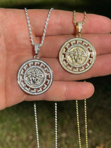 Silver MOISSANITE Real 925 Silver / Gold Hip Hop Medusa Head Pendant Mens Iced Necklace Medallion - Pass Diamond Tester