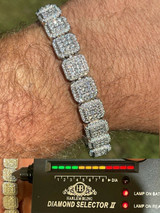 Italiano Silver, Inc Mens Custom Square Bracelet Real 925 Silver Iced MOISSANITE Pass Diamond Tester