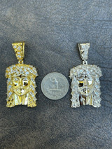 HarlemBling Mens Solid 925 Silver / Gold Jesus Piece Iced Hip Hop Necklace Baguette Diamond