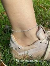 Ankle Bracelet 3mm Sparkle Rope Anklet Real 925 Silver All Length 8-11.5 ITALY