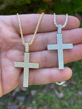 HarlemBling 1.7ct MOISSANITE Cross Pendant Iced Hip Hop Out Necklace Real 925 Silver / Gold