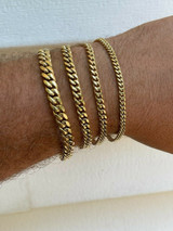 HarlemBling Miami Cuban Link Chain Necklace / Bracelet 14k Gold Finish Mens Ladies Box Lock