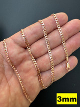 Flat Curb Chain Necklace - 14k Rose Gold Vermeil 925 Sterling Silver - 16"-30" - 3mm-8mm