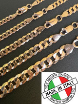 14k Gold Vermeil REAL Solid 925 Silver Flat Cuban Link Chain