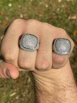 Italiano Silver, Inc Real Solid 925 Sterling Silver Mens Diamond Pinky Ring Hip Hop Iced Jewelry
