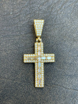 Hip Hop Real MOISSANITE Baguette Cross Pendant Iced Hip Hop Necklace Pass Diamond Tester