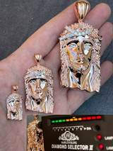 HarlemBling Rose 14k Gold Vermeil Jesus Piece Pendant Baguette MOISSANITE Pass Diamond Test
