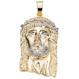 HUGE 6" 310 Gram 14k Gold Vermeil 925 Silver Mens Jesus Piece Pendant Necklace