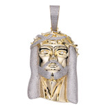 HUGE 6" 450 Gram 14k Gold Real 925 Silver Mens Iced Jesus Piece Pendant Necklace