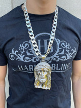 Italiano Silver, Inc HUGE 6 310 Gram Real 925 Silver Hip Hop Mens Jesus Piece Pendant Necklace Iced