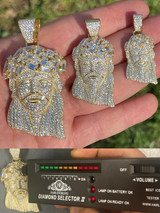 Italiano Silver, Inc Iced Baguette MOISSANITE Gold Jesus Piece Pendant Pass Diamond Test Out Hip Hop