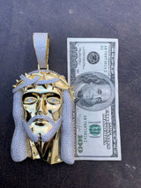 Italiano Silver, Inc HUGE 6 30ct Moissanite 14k Gold Vermeil Mens Iced Jesus Piece Pendant Necklace
