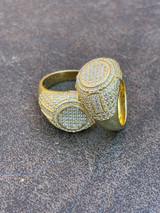 HarlemBling 14K Gold Vermeil Iced Hip Hop Pinky Ring REAL MOISSANITE Stone Pass Diamond Test