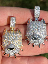 HarlemBling Solid 925 Silver Pitbull Dog Pendant Necklace Iced Diamond Gold Necklace Hip Hop