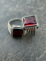 Mens Real Solid 925 Sterling Silver Ruby Red Stone Ring Size 7 8 9 10 11 12 13