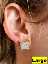 HarlemBling Moissanite Square Kite Earrings Passes Diamond Tester 4mm-18mm 14k Gold Vermeil