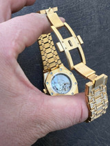 Hip Hop Mens MOISSANITE Watch Iced Automatic Skeleton Gold 44mm HipHop Pass Diamond Test
