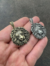 Real Solid 925 Sterling Silver / Gold Rasta African Lion Leo Pendant Necklace