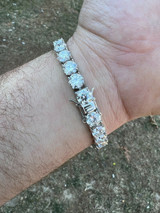 HarlemBling BIG Stone 8mm 44-52ct Real MOISSANITE Tennis Bracelet Pass Diamond Test Out Iced