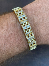 HarlemBling Mens Custom Link Bracelet Real 14k Gold Vermeil Silver Iced Baguette Out Diamond