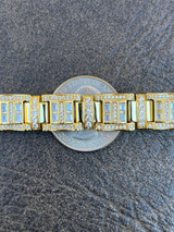 HarlemBling Mens Custom Link Real 14k Gold Vermeil Silver Bracelet Iced Baguette Out Diamond