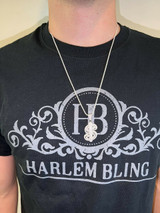 HarlemBling Real 925 Silver Gold Bling Out Iced Dollar dollar Sign Money Hip Hop Pendant Necklace