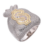 Rich Boy Moneybag Iced Out Ring - 925 Silver - CZ Stones