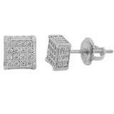 HarlemBling Real Moissanite Silver Small Cube Iced Hip Hop Earrings Stud Pass Diamond Tester