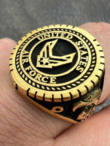 Mens Real 14k Gold Vermeil Over 925 Silver US Air Force Military Army Ring 7-13
