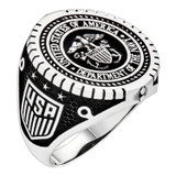 US Armed Forces Navy Ring - 925 Silver Oxidized - Plain